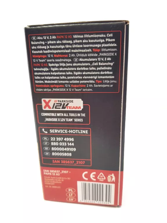 Batteria X12 V Team Avvitatore PARKSIDE&reg; 12V 2Ah, PAPK 12 A1/A2/A3A/4