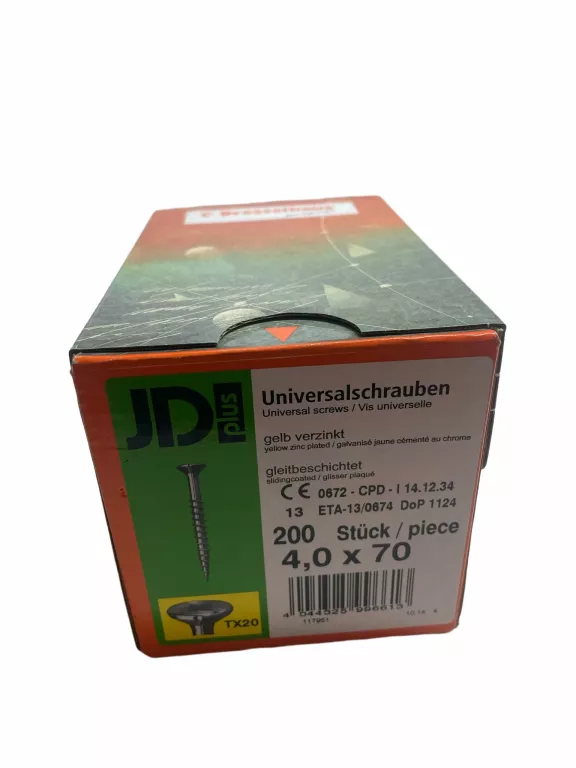 WKRĘTY DO DREWNA 4,0X70 200 SZT JD PLUS