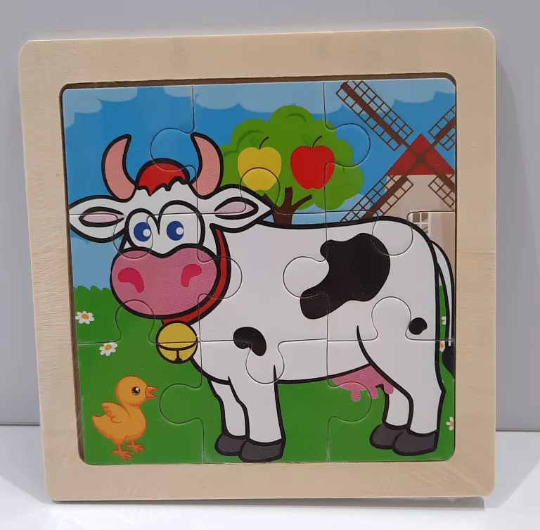 PUZZLE DREWNIANE KROWA 9 ELEMENTÓW
