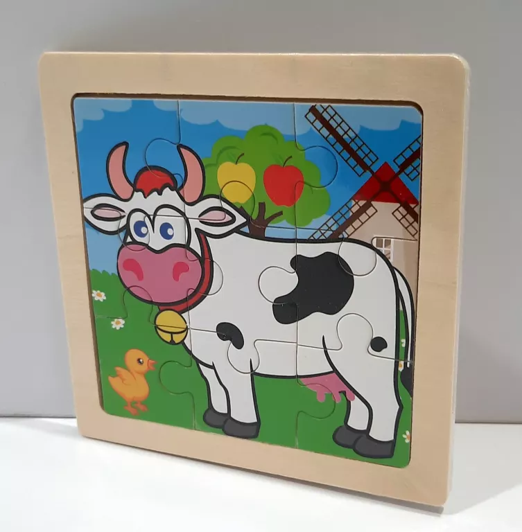 PUZZLE DREWNIANE KROWA 9 ELEMENTÓW
