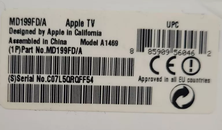 APPLE TV 3 A1469 1080P 3 GENERACJA MD199FD/A