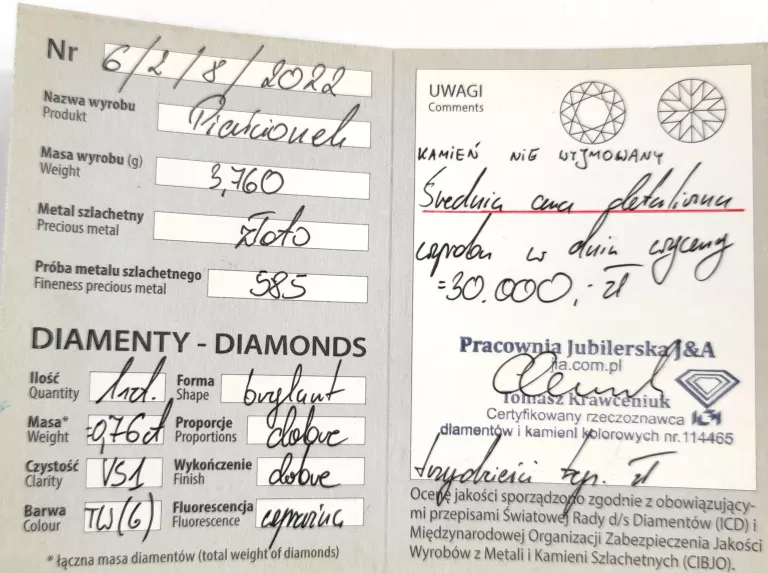 zloty-pierscionek-duzy-diamentbrylant-stan-uzywany