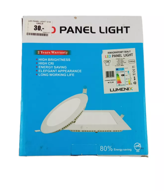 LED PANEL LIGHT 12 W 1080LM