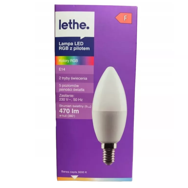 LETHE LAMPA LED RGB Z PILOTEM 470L E14 ŻARÓWKA