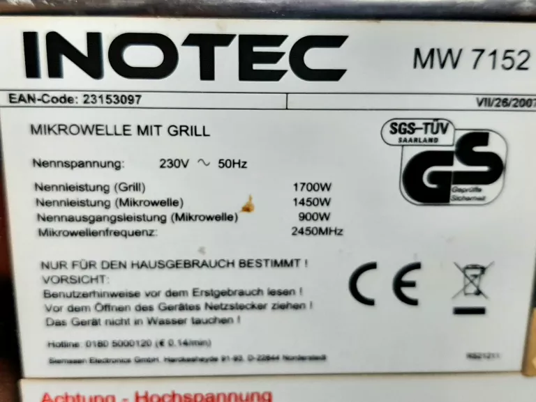 KUCHENKA MIKROFALOWA INOTEC MW7152