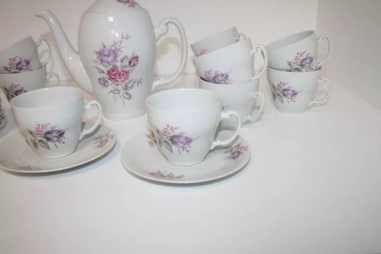 ZESTAW DO KAWY PORCELANA WŁOCŁAWEK 21 SZTUK