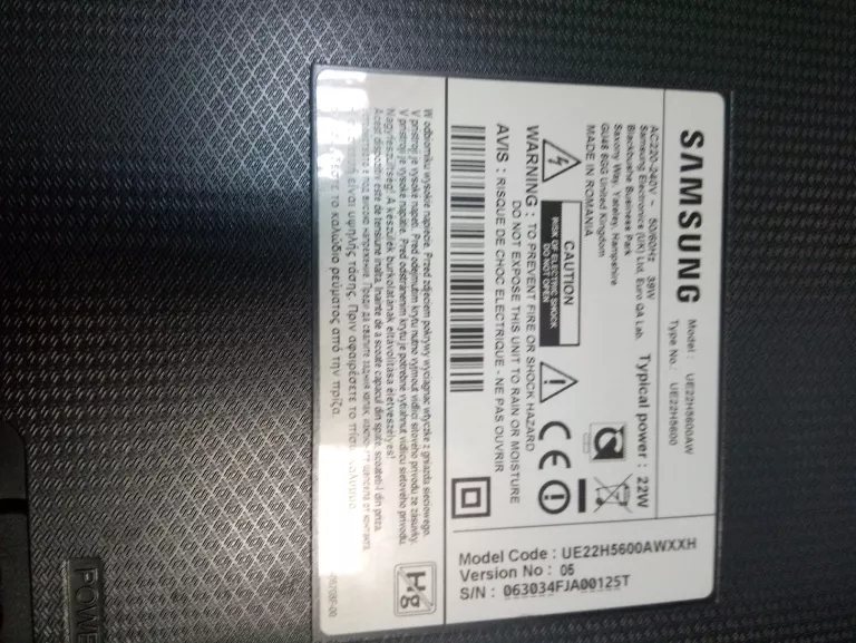 SMART TV SAMSUNG UE22H5600 22 " FULL HD PILOT