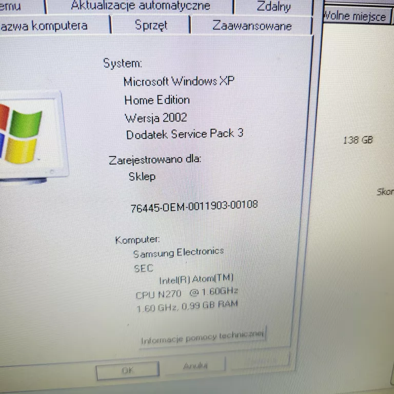 LAPTOP SAMSUNG NP-N110 N270/1GB/160GB