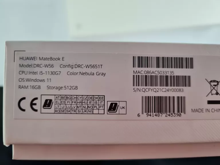 HUAWEI MATEBOOK E 12.6 OLED I5-1130G7 16GB 512GB