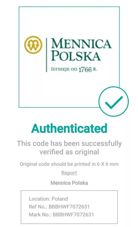 SZTABKA ZŁOTA MENNICA POLSKA 1G CERTYFIKAT OKAZJA