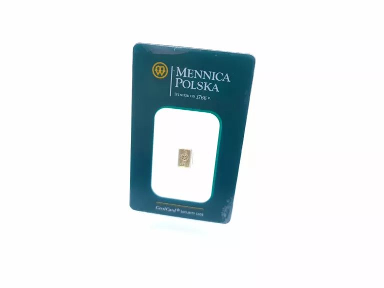SZTABKA ZŁOTA MENNICA POLSKA 1G CERTYFIKAT OKAZJA