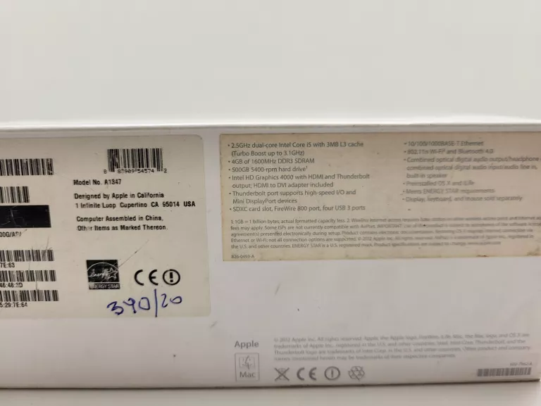 KOMPUTER APPLE MAC MINI 4GB I5 3,1GHZ A1347