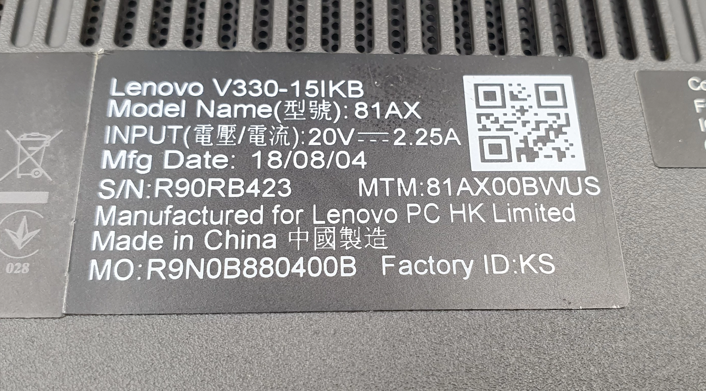 laptop-lenovo-v330-15ikb-i5-12-gb-ram-3-tb-stan-uzywany