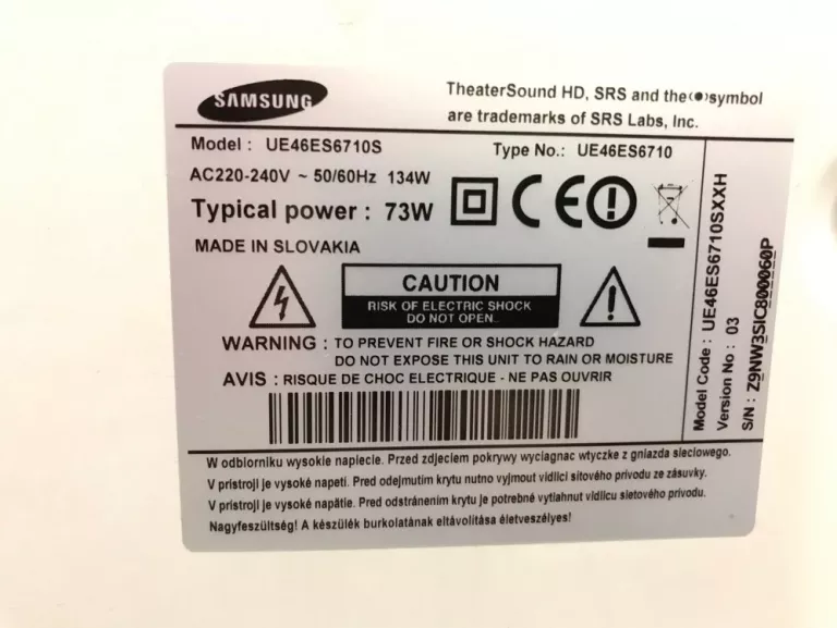 TELEWIZOR SAMSUNG BIAŁY 46 SMART 3D UE46ES6710S