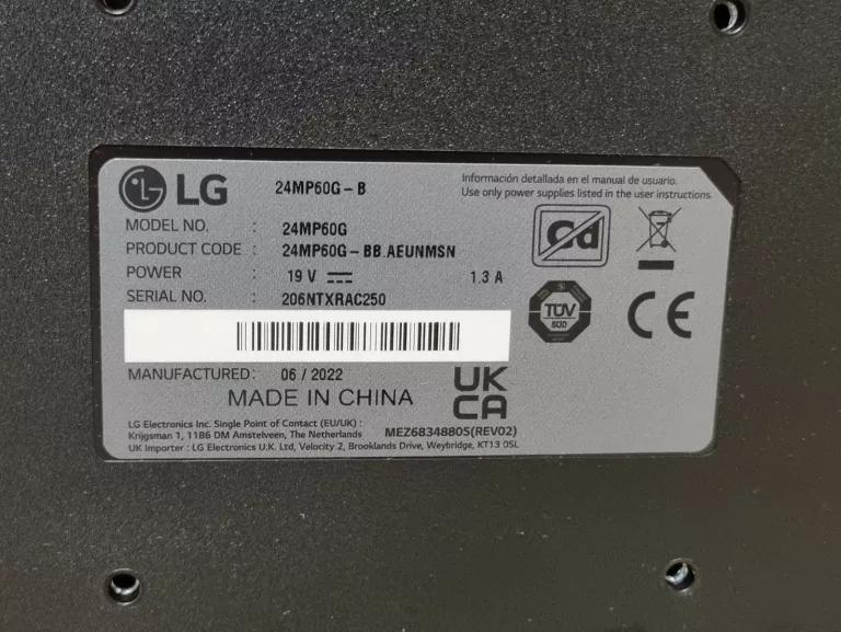 MONITOR LED LG 24MP60G-B 23,8 1920 X 1080 IPS