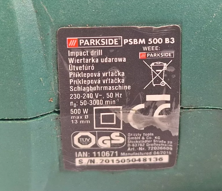 WIERTARKA PARKSIDE PSBM 500 B3 500W