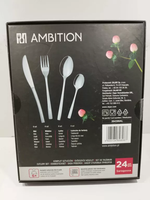 AMBITION SARAGOSSA KOMPLET SZTUĆCE 24 EL 6OS