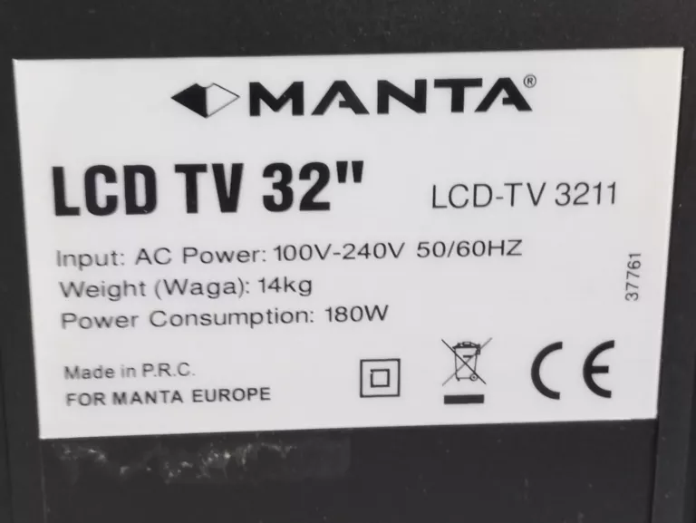 TELEWIZOR 32" MANTA LCD TV 3211 + PILOT
