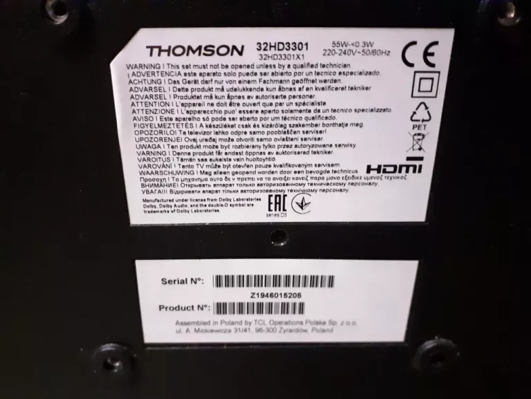 TELEWIZOR THOMSON 32HD3301