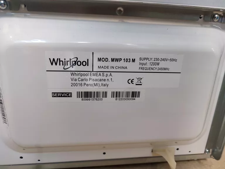 KUCHENKA MIKROFALOWA WHIRLPOOL MWP 103 M