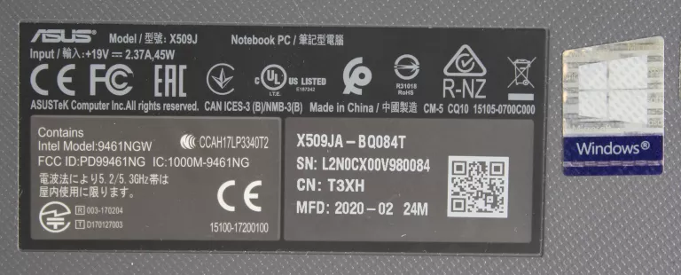 LAPTOP ASUS X509J