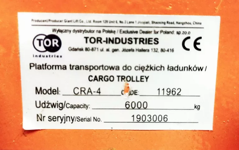 PLATFORMA TRANSPORTOWA TOR CRA-4 6T