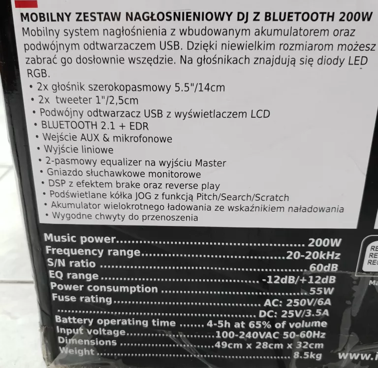 GŁOŚNIK IBIZA SOUND DANCE PARTY KOMPLET