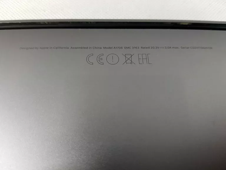 LAPTOP APPLE MACBOOK PRO A1706 16/500GB