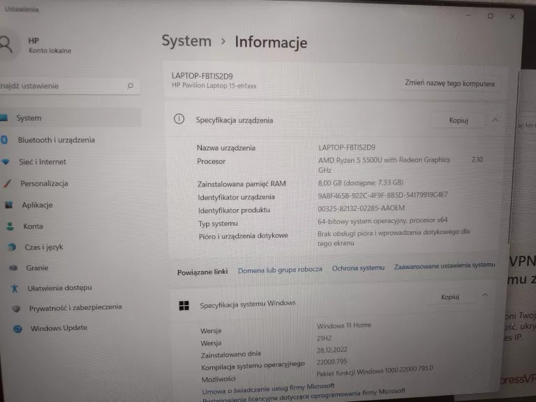 LAPTOP HP 15-EH1000NW JAK NOWY GWARANCJA