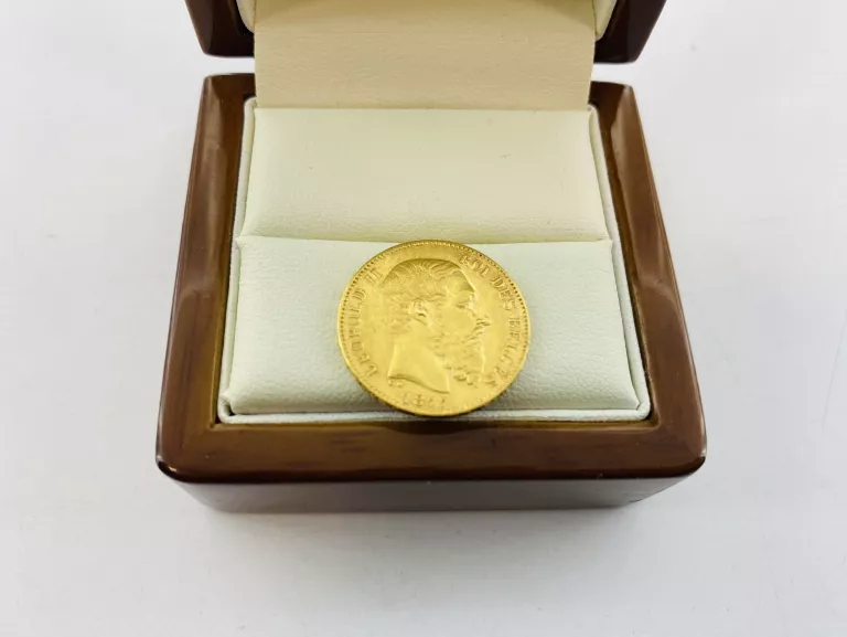 BELGIA LEOPOLD II 20 FRANKÓW 1877 ZŁOTO AU 900