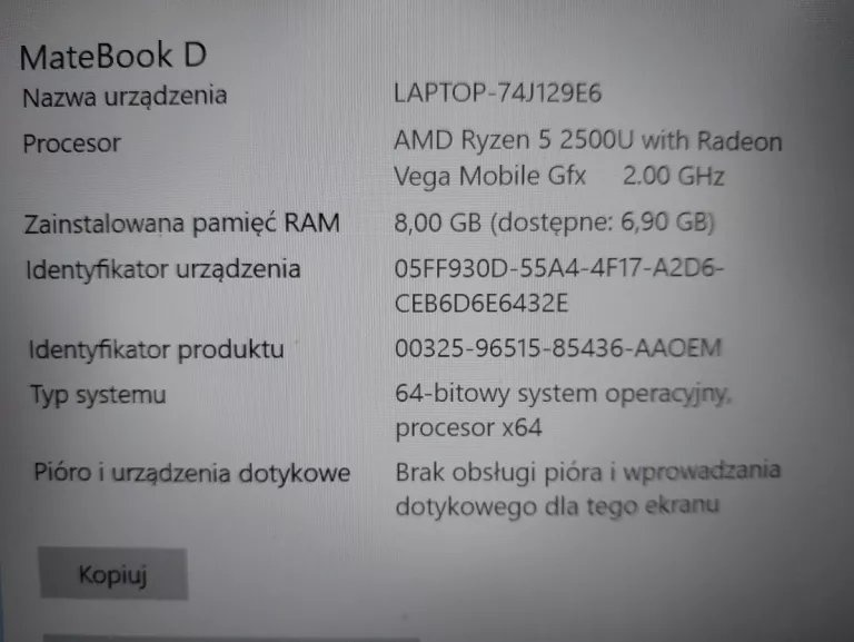 HUAWEI MATEBOOK D14 - 14" RYZEN 5/8GB/256GB