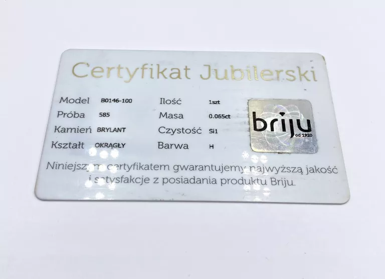 ZŁOTY PIERŚCIONEK Z BRYLANTEM 1,89G/585/8