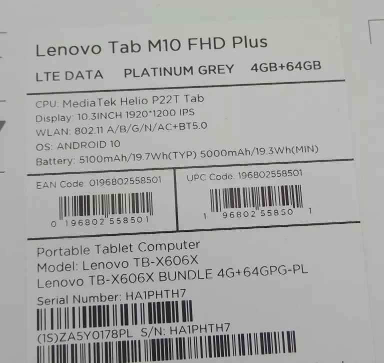 TABLET LENOVO TAB M10 FHD PLUS WARTO!