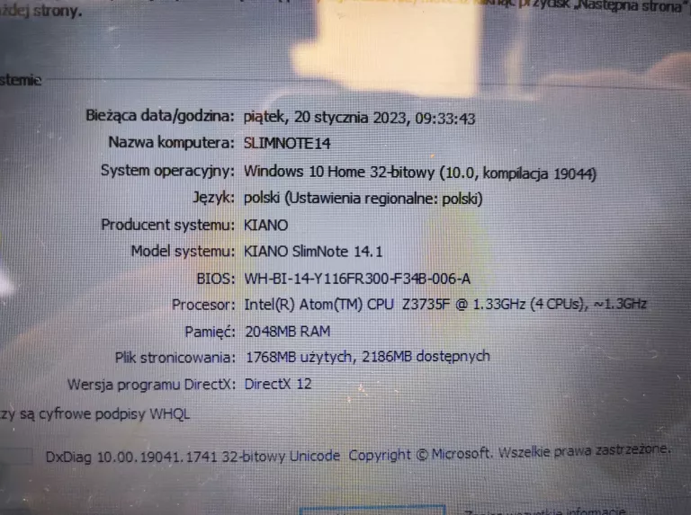 LAPTOP KIANO SLIMNOTE 14.1 INTEL ATOM 2GB/32GB