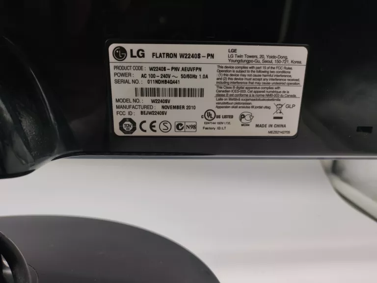 MONITOR LG FLATRON 22 CALE W2240S-PN