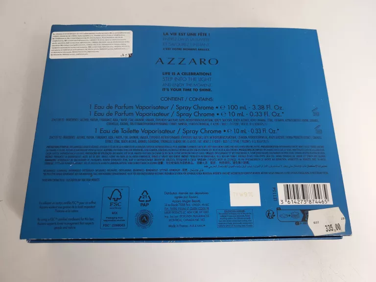 AZZARO CHROME WODA PERFUMOWANA 100 ML + 10ML +10M