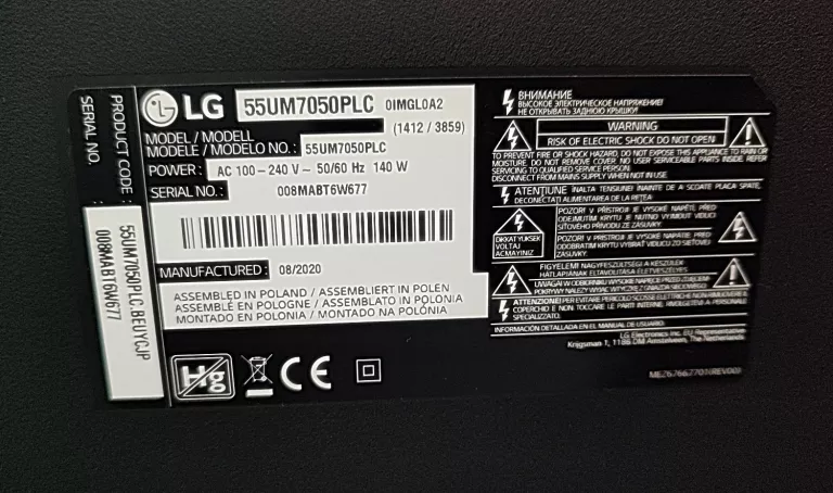 TELEWIZOR LG 55UM7050PLC 55 CALI 4K HDR