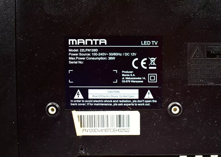TELEWIZOR LED MANTA 22LFN120D 22" FULL HD