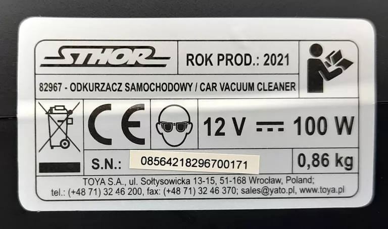 ODKURZACZ SAMOCHODOWY STHOR 82967 KOMPLET