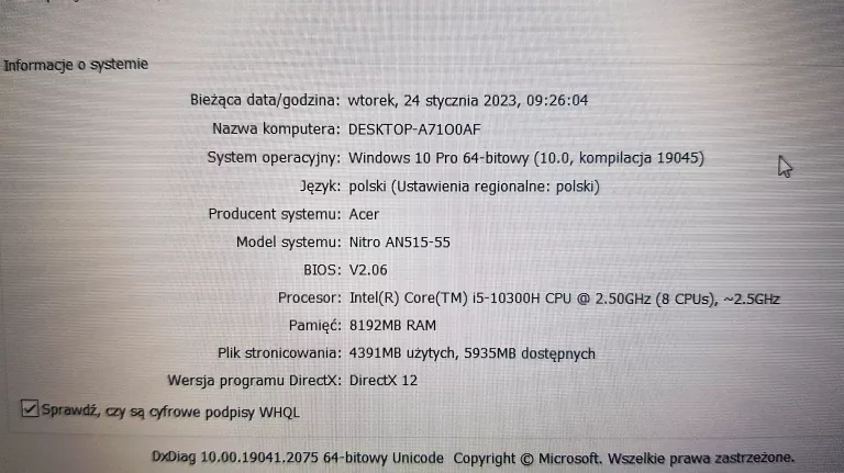 LAPTOP ACER NITRO 5 AN515-55-5429 PUDEŁKO
