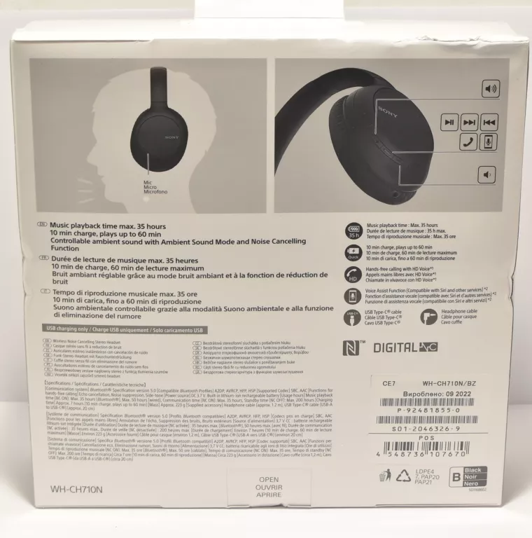 SŁUCHAWKI BEZPRZEWODOWE SONY WH-CH710N