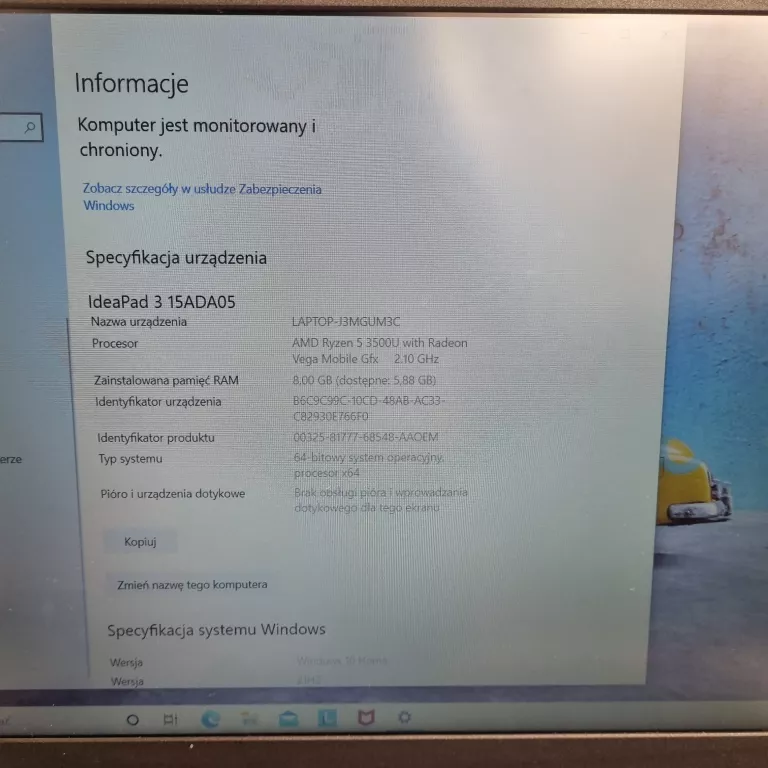 LAPTOP LENOVO  IDEAPAD 3 15ADA05