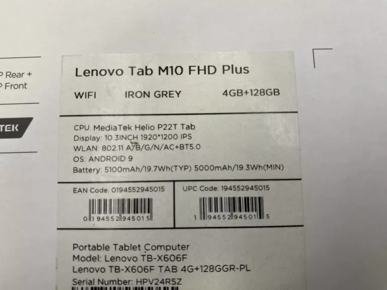 TABLET LENOVO TAB M10 FHD PLUS 4/128GB