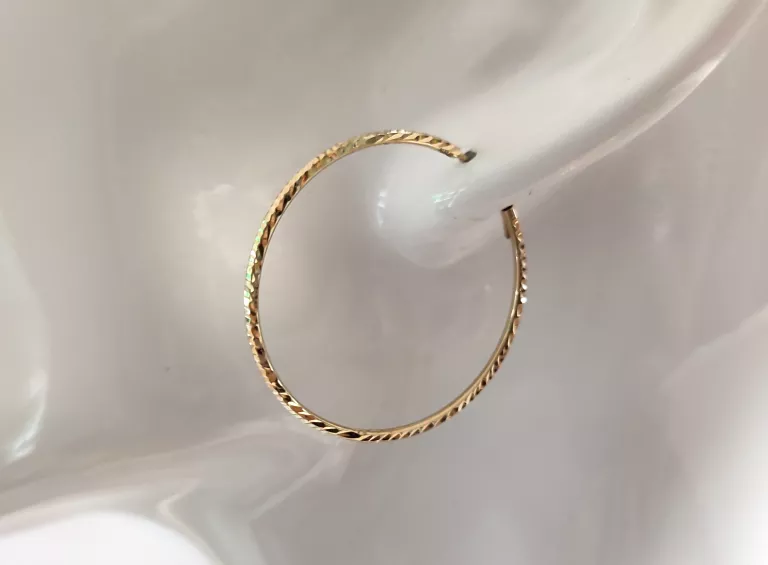 ZŁOTE KOLCZYKI KOŁA NACINANE DUŻE 585/1,27G/3,2CM