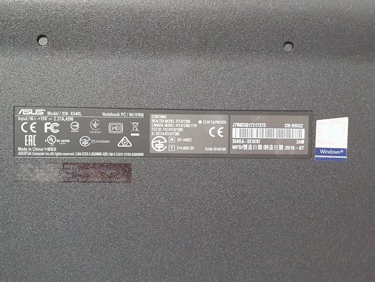 LAPTOP ASUS X540 LINT CORE I3/WIN10/4GB/1TB