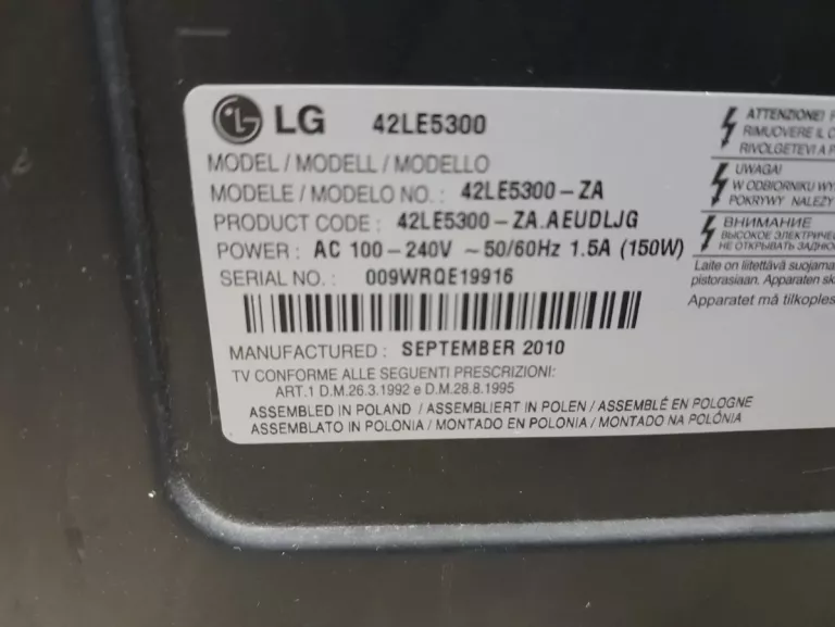 TELEWIZOR LED LG 42LE5300 42 " FULL HD OPIS