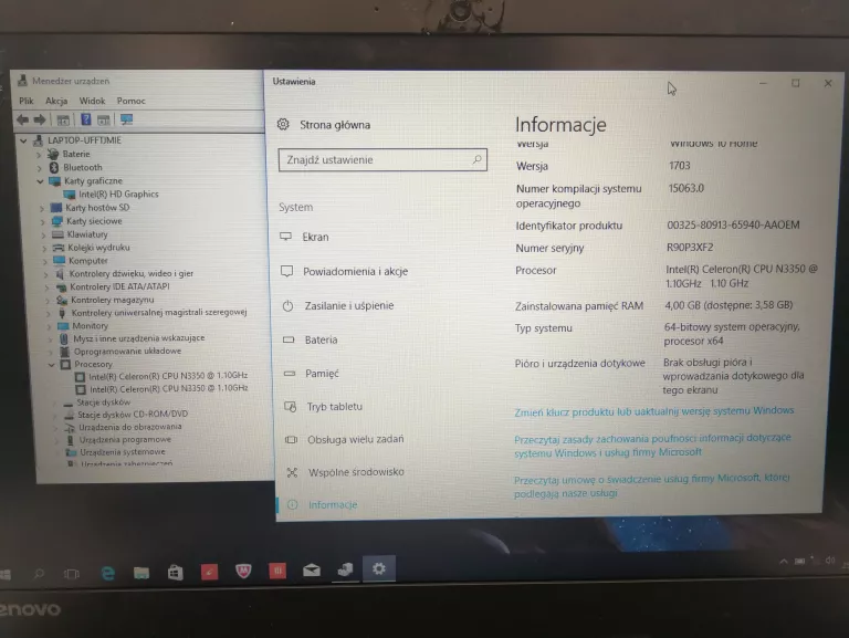 LAPTOP LENOVO V110-15IAP 80TG+ŁAD