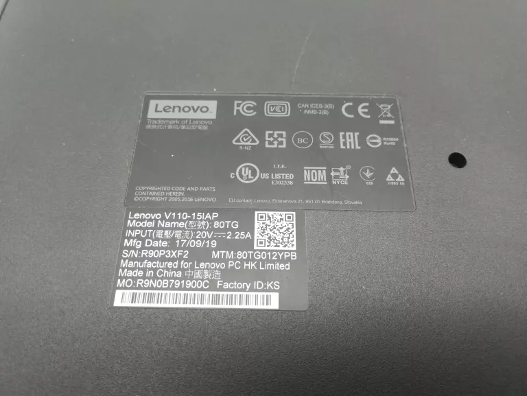 LAPTOP LENOVO V110-15IAP 80TG+ŁAD