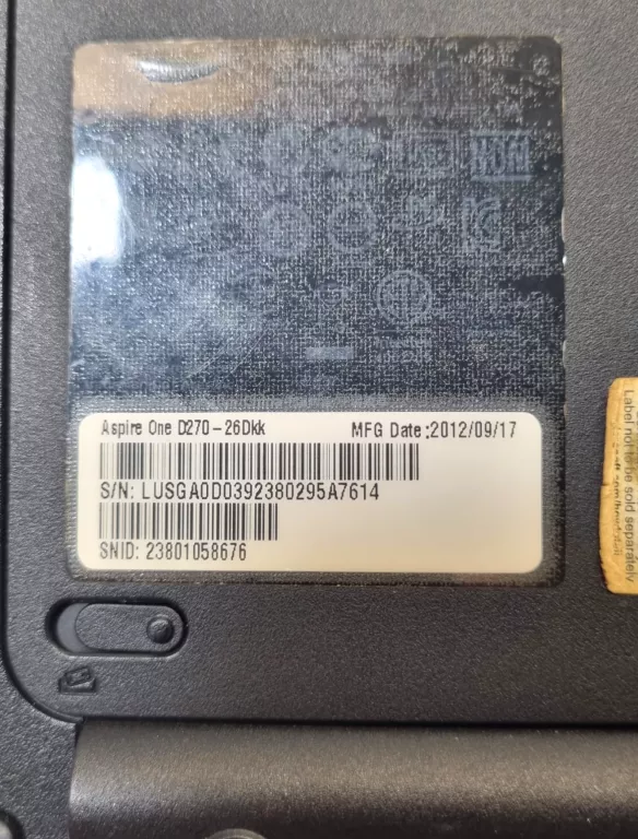 LAPTOP ACER ASPIRE ONE D270 ATOM/1GB/320HDD/W7
