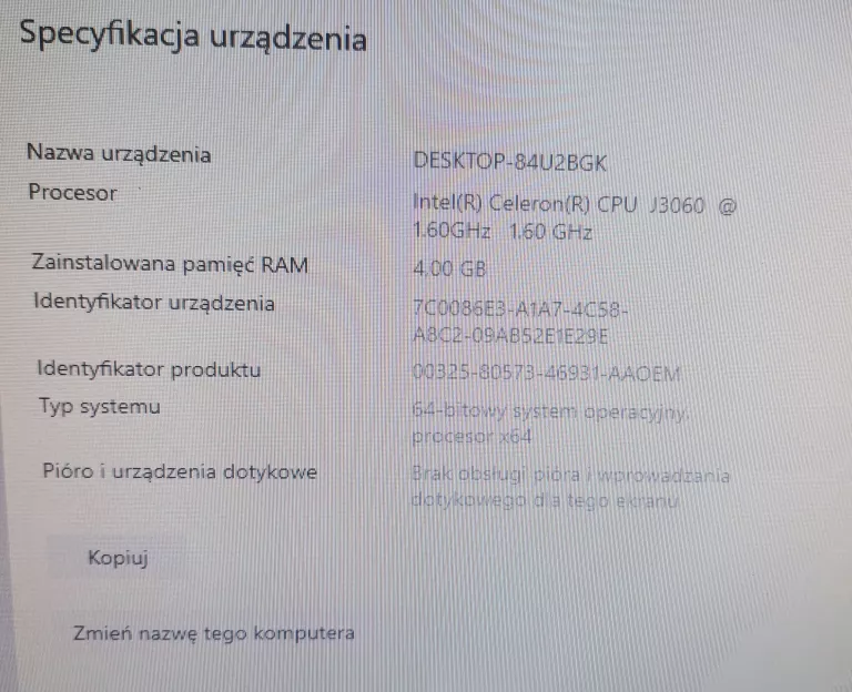 KOMPUTER AIO LENOVO C20-00 F0BB CELERON 4/500GB